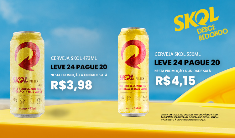 Cerveja Skol 473ml - Leve 24 Pague 20 ate 24/08